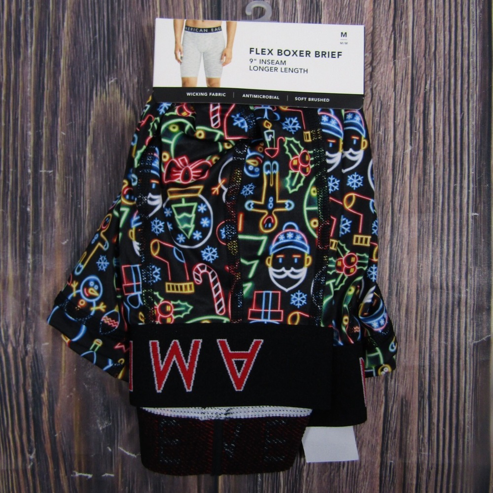 American Eagle NEW NWT Mens Medium Boxer Briefs Holiday Retro Christmas Gift